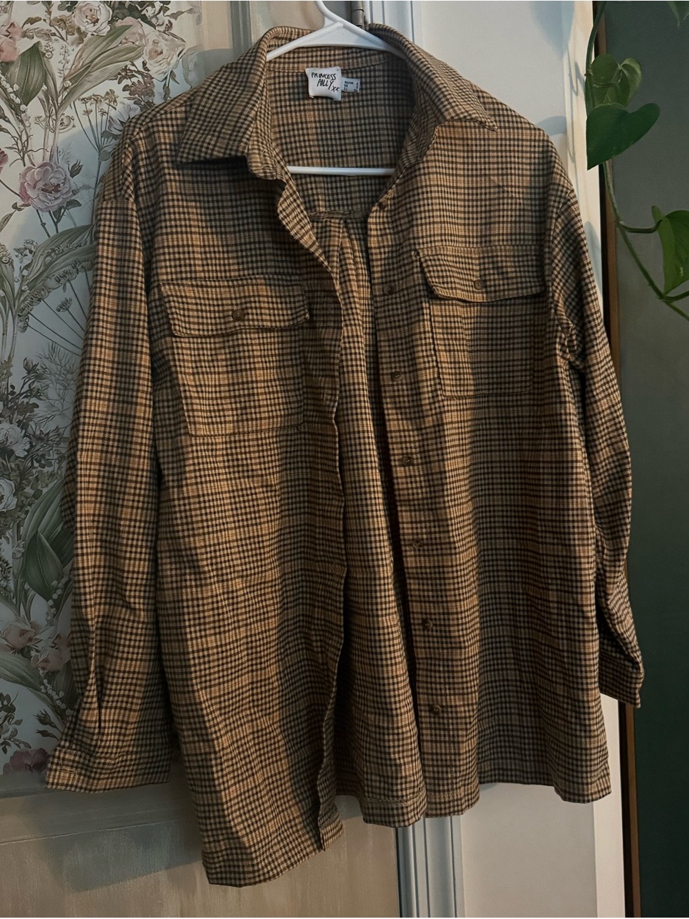 Princess Polly Men's Brown Plaid Button-Up Shirt Jacket